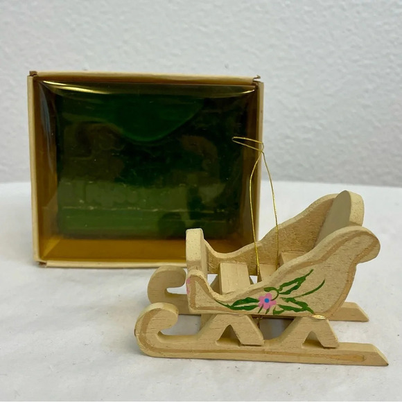 Russ Other - Vintage Russ Country Antique Ornaments Wooden Sleigh Style # BX 2056.